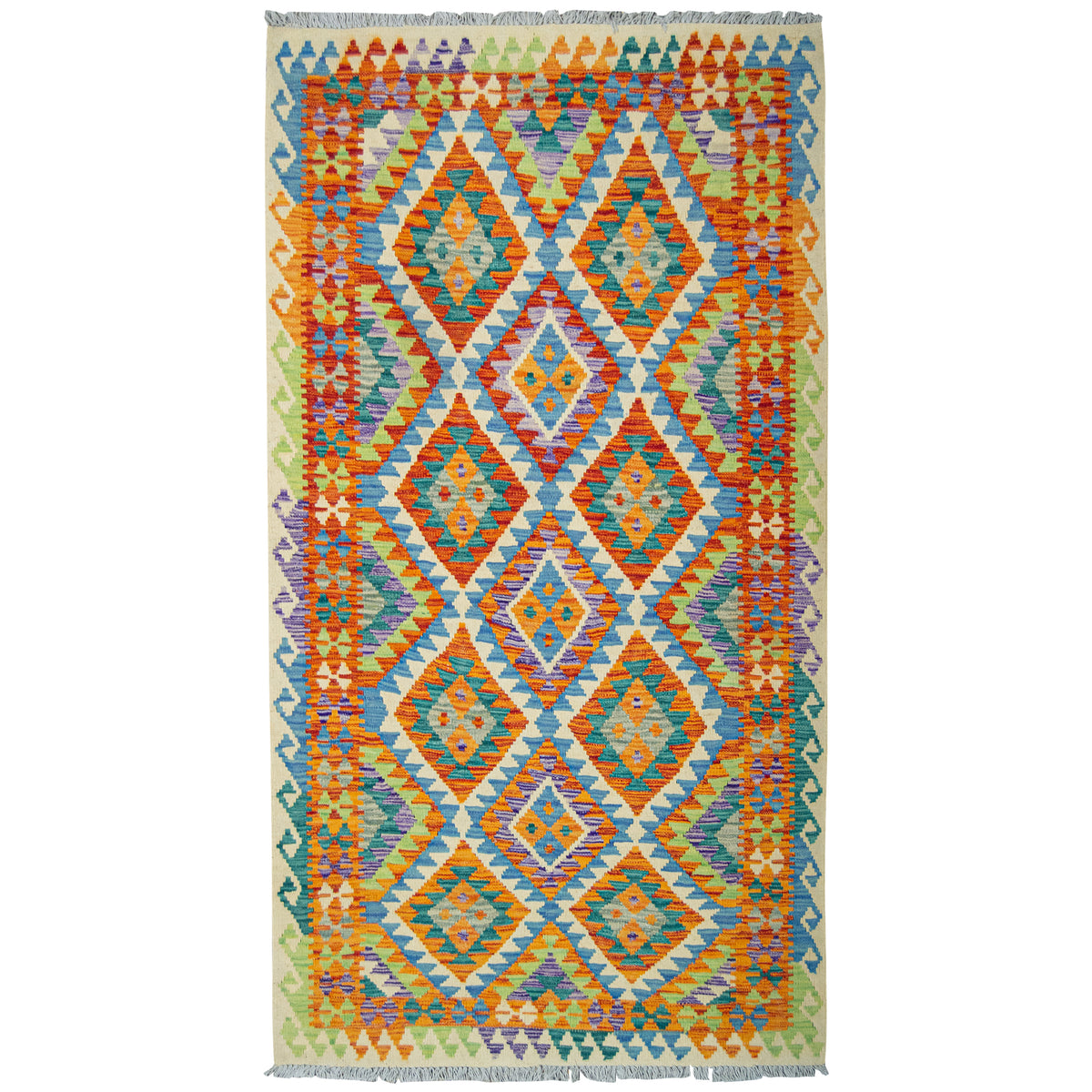 100% Wool Kilim Small Rug  112cm x 121cm