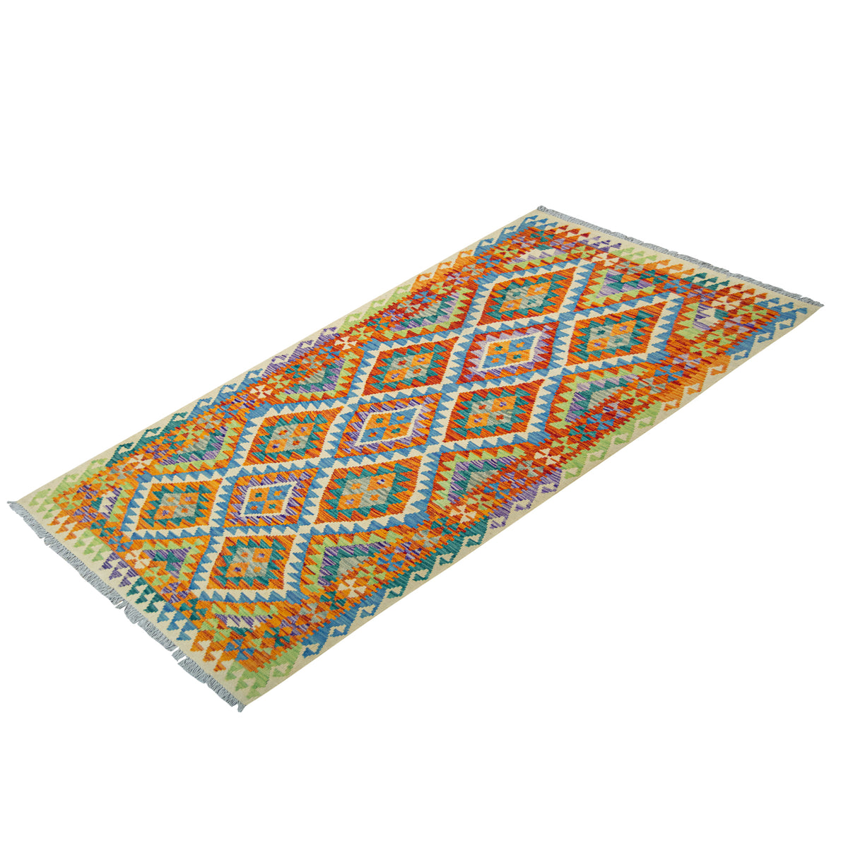 100% Wool Kilim Small Rug  112cm x 121cm