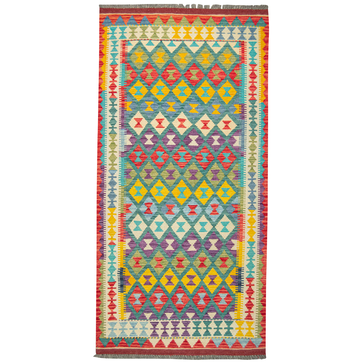 100% Wool Kilim Small Rug  107cm x 205cm