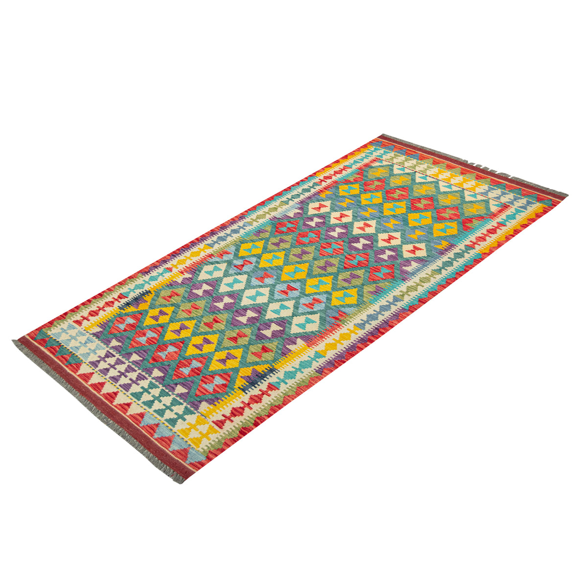 100% Wool Kilim Small Rug  107cm x 205cm