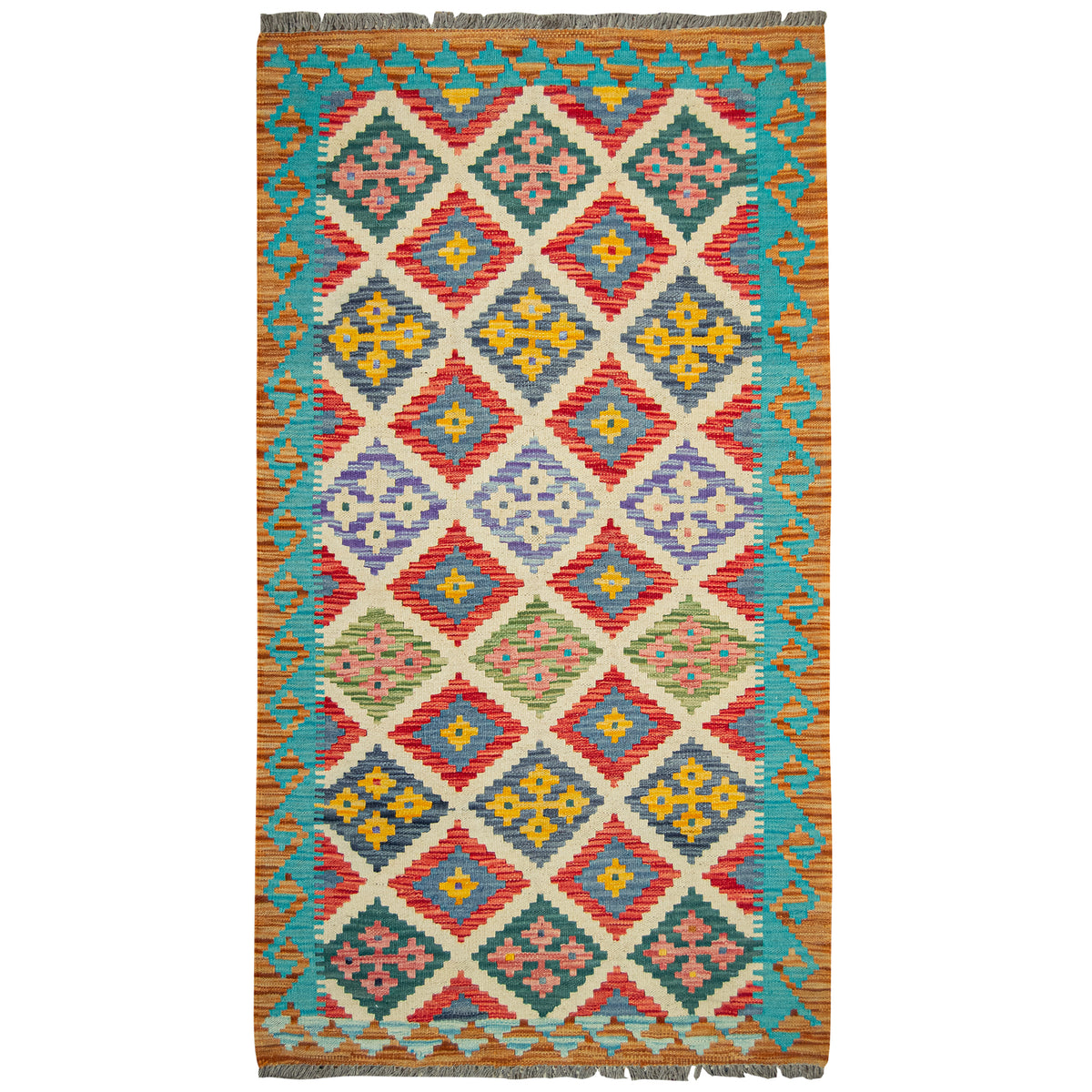 100% Wool Kilim Small Rug  100cm x 171cm