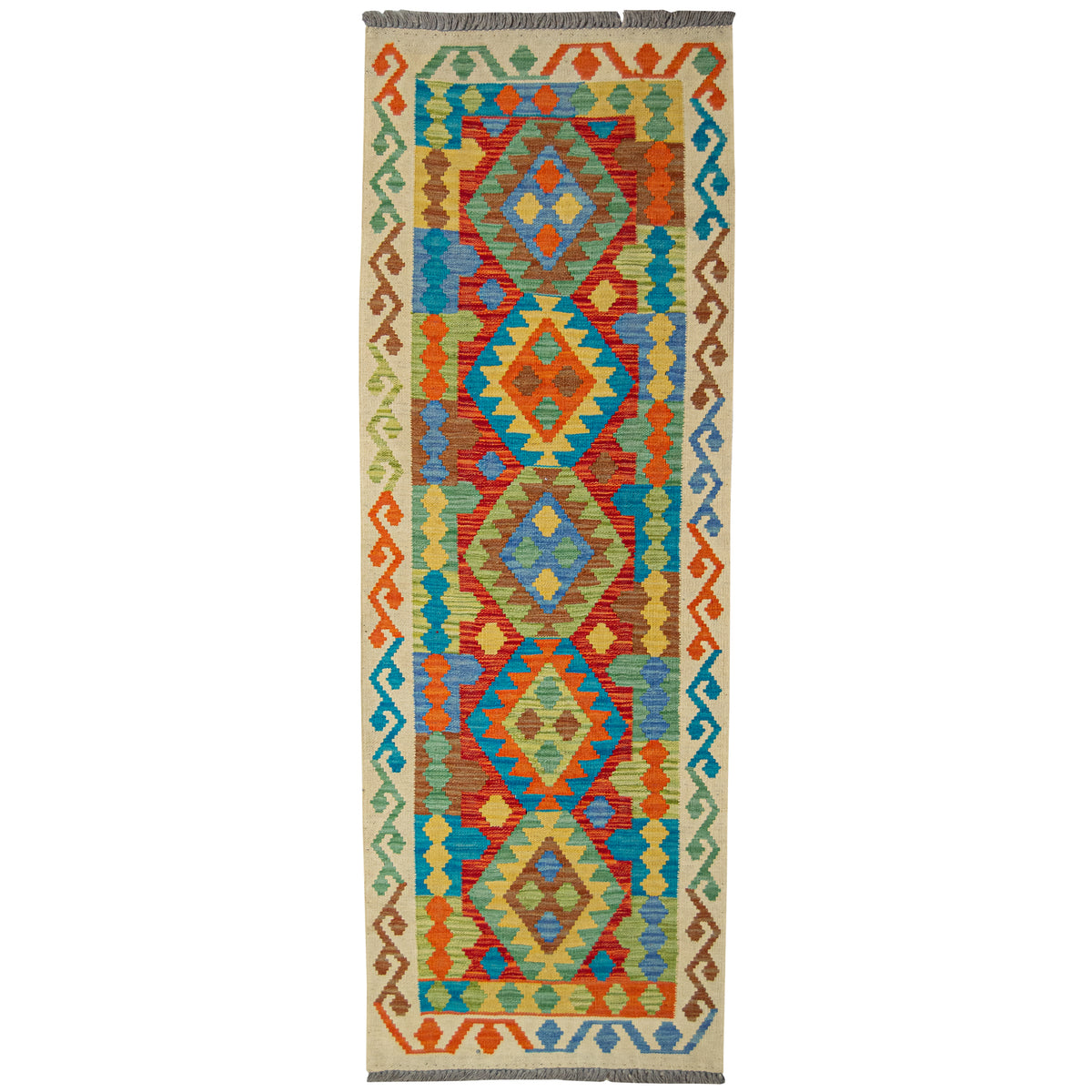 100% Wool Kilim Small Rug  70cm x 203cm