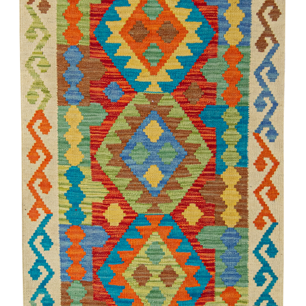 100% Wool Kilim Small Rug  70cm x 203cm