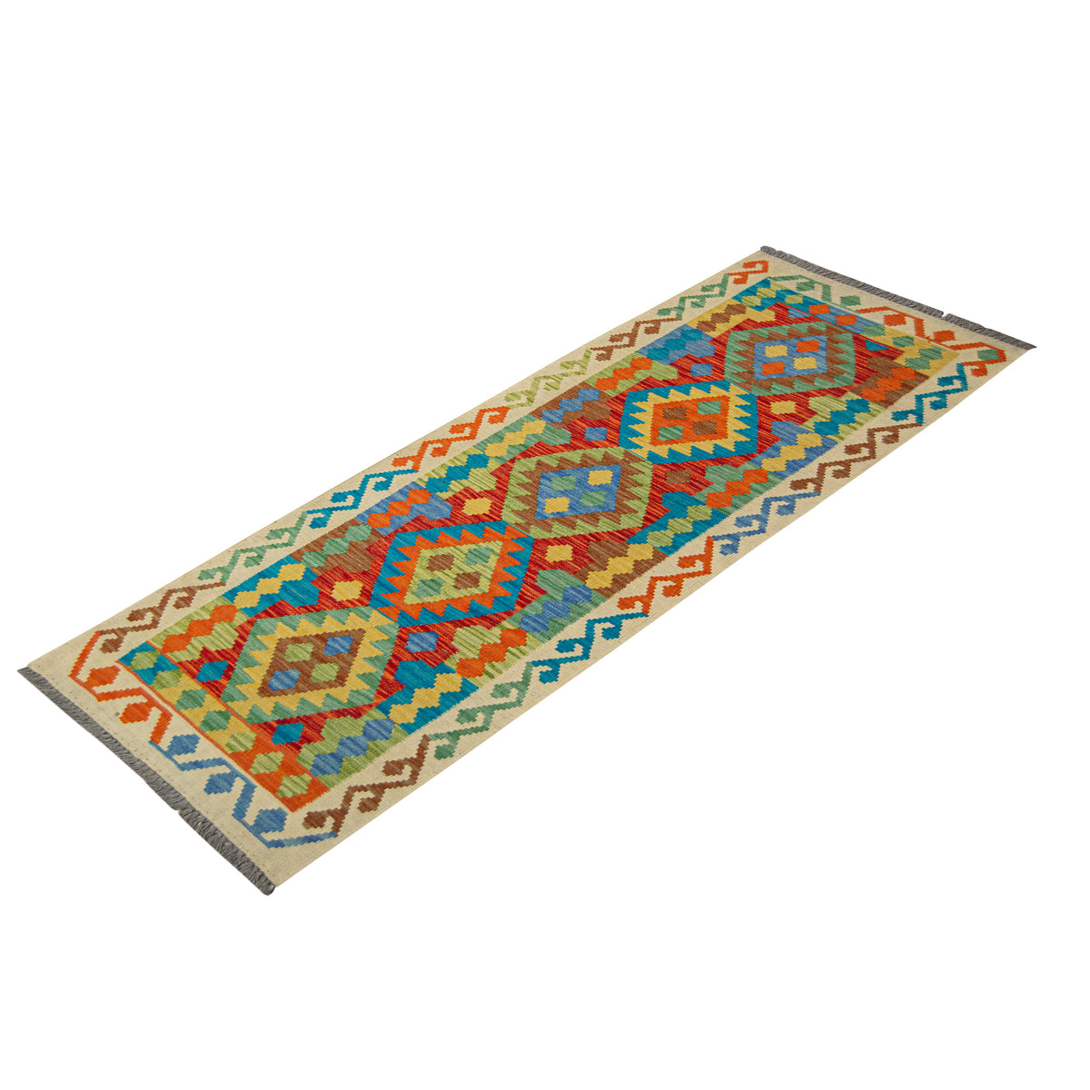 100% Wool Kilim Small Rug  70cm x 203cm