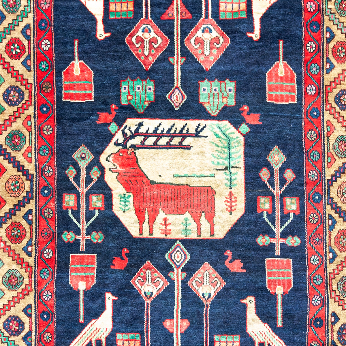 Hand-knotted Wool Persian Zanjan Rug 143cm x 307cm