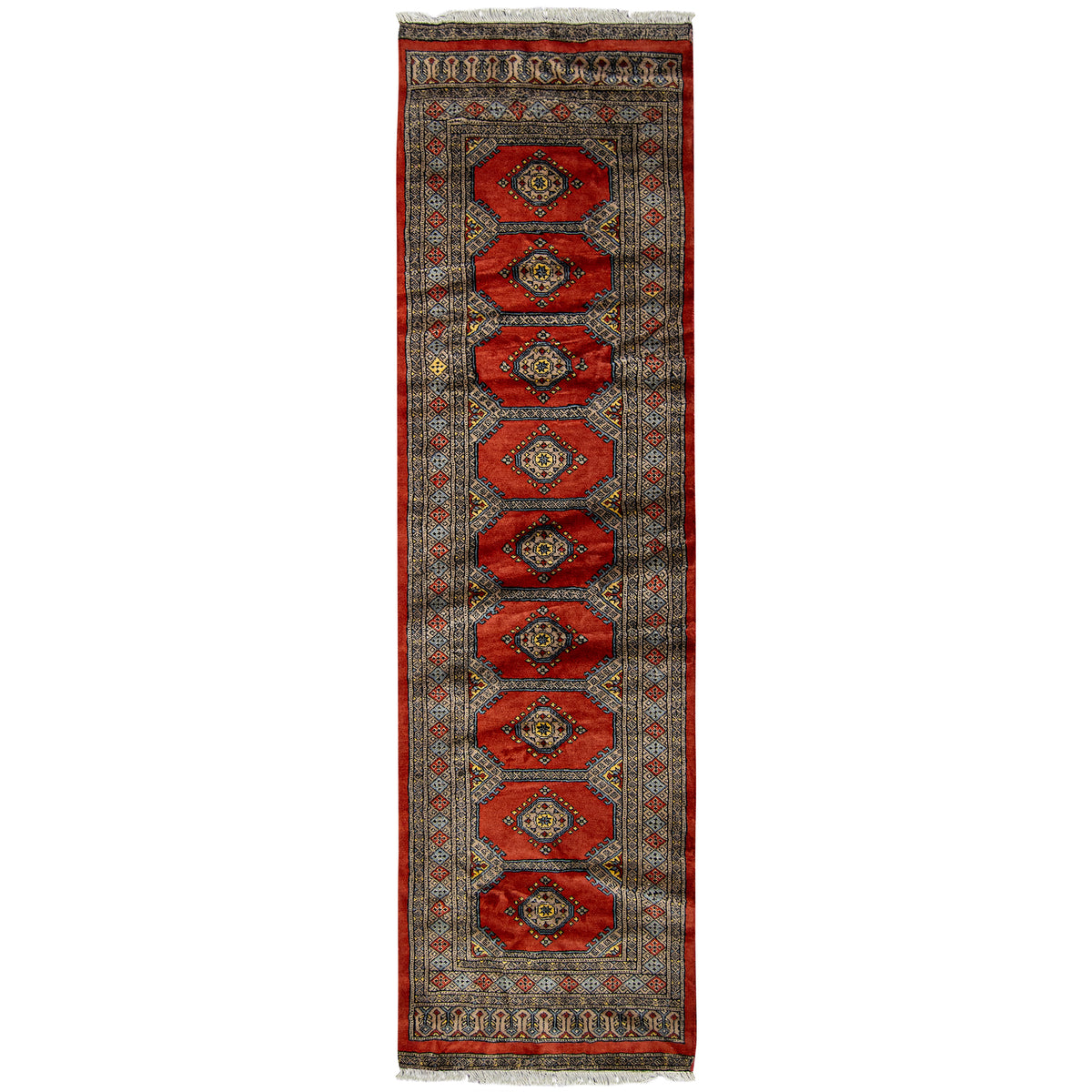 Hand-knotted Bokhara Wool Runner 80cm x 245cm