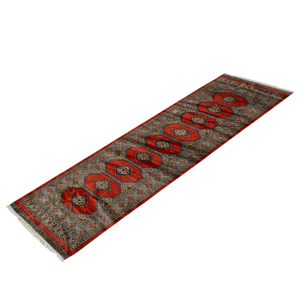 Hand-knotted Bokhara Wool Runner 80cm x 245cm