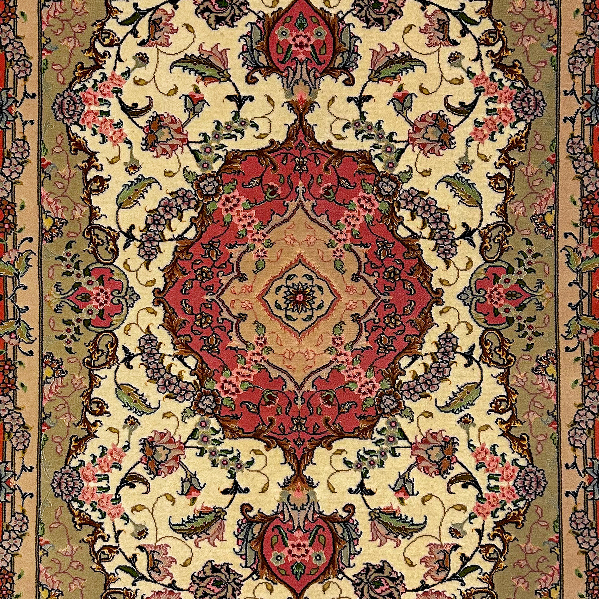 Fine Hand-knotted Cork &amp; Silk Tabriz Small Rug 103cm x 149cm