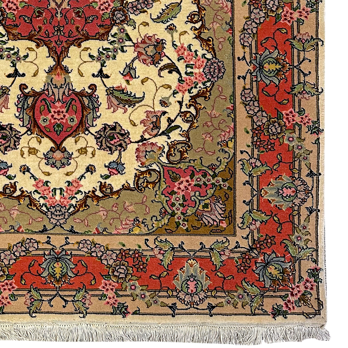 Fine Hand-knotted Cork &amp; Silk Tabriz Small Rug 103cm x 149cm