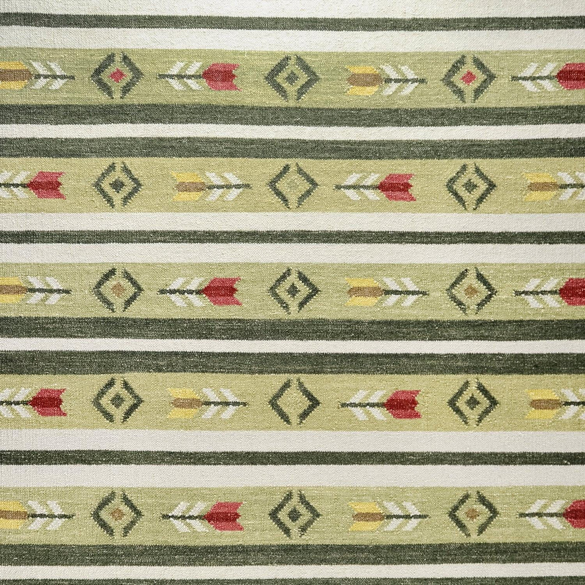 Handmade Wool Kilim Green Rug 164cm x 242cm