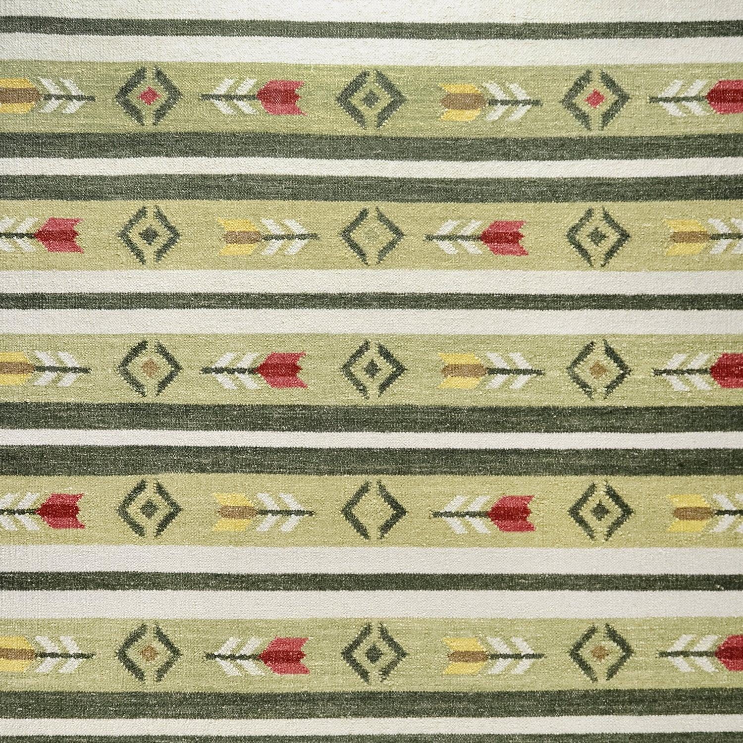 Handmade Wool Kilim Green Rug 164cm x 242cm