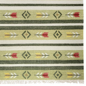 Handmade Wool Kilim Green Rug 164cm x 242cm